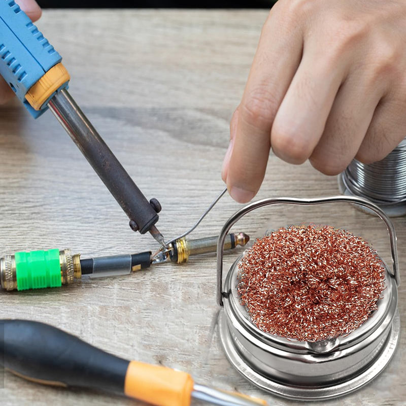 Soldering Tip Cleaner, Soldering Iron Tip Cleaner with Spiral Wool Holder, Brass Soldering Tip Cleaning Wire, Wrapped Brass Tip Cleaner for Cleaning Soldering Irons and Tips