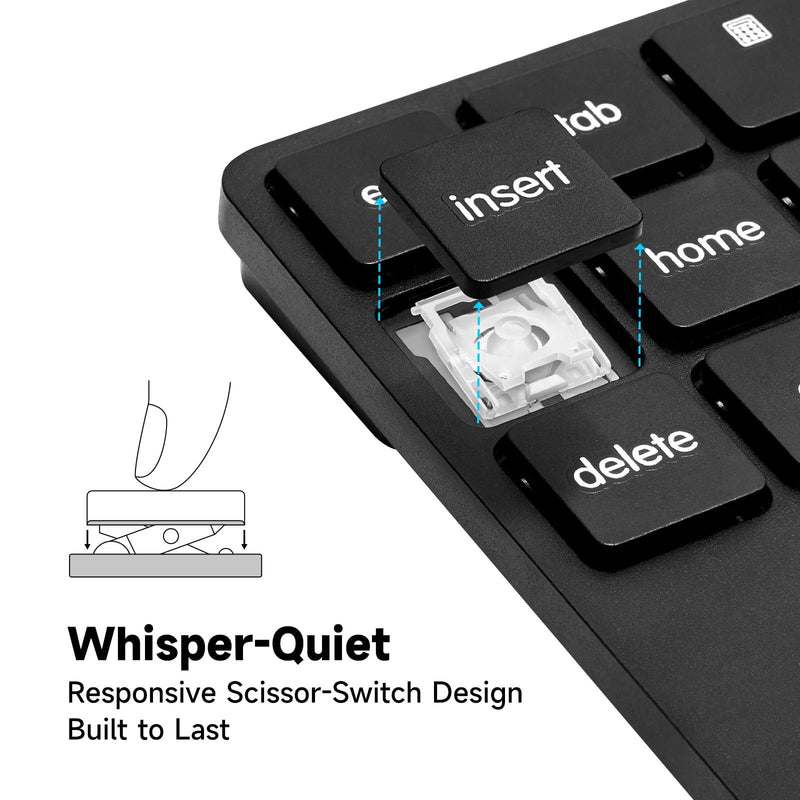 [AUSTRALIA] - havit Wireless Number Pad for Laptop, Fully Compatible with Mac OS, iPad, Windows, and Android Devices – 2.4G Rechargeable 34-Key Numeric Keypad 