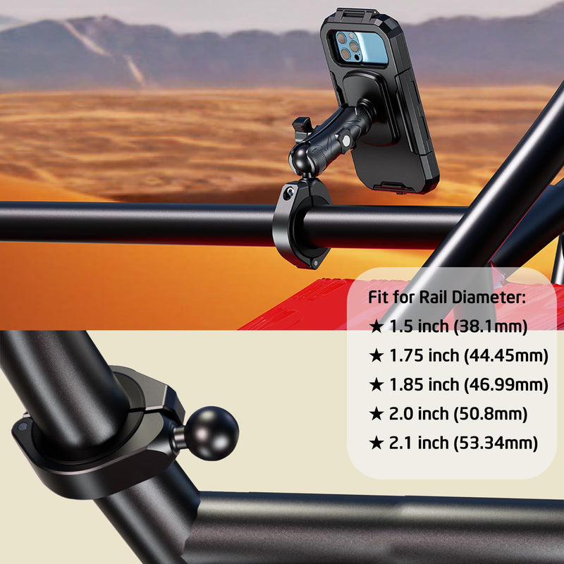 iMESTOU Waterproof ATV Phone Mount with Aluminum 1" Ball Large Clamp Mount Adapter Fits for ATV UTV 1.5''/1.75''/1.85''/2''/2.1'' Handlebars, Suitble for 5.5"-6.8" Smartphones (Size L) L for 5.5"-6.8" Phones