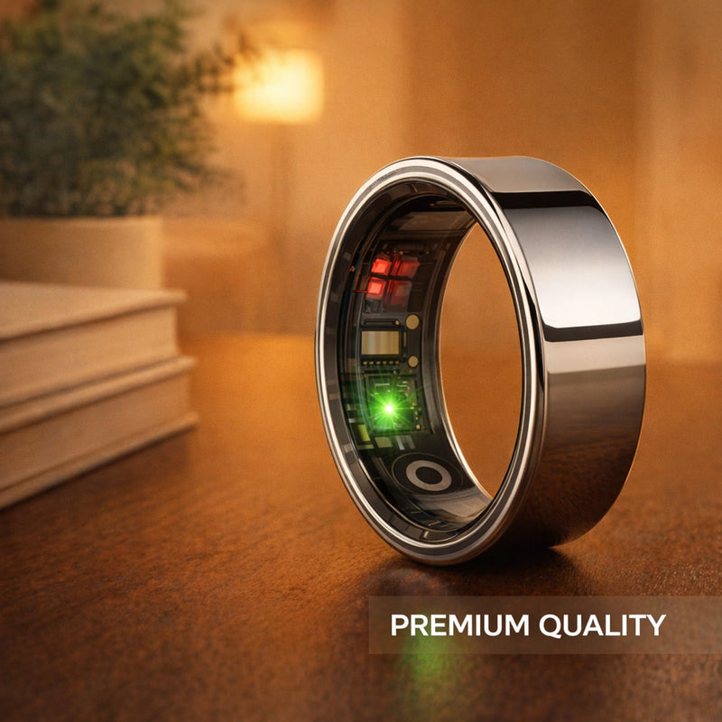 Smart Ring for Women Men - Heart Rate Sleep Tracker, 5ATM Water Resistant, Gesture Control, Charging Case, Bluetooth 5.2, Silver, Size 8