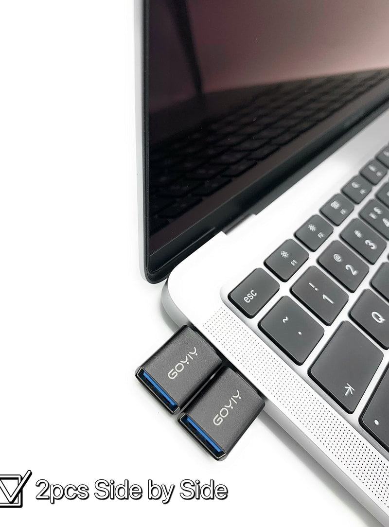GOYIY USB C to USB Adapter, USB C Male to USB Female Adapter, USB3.2 Gen 2，2-Pack, Compatible with MacBook Pro/Air, iMac, iPad Mini/Pro, Mobile Phone and Other Type C or Thunderbolt 4/3 Devices(Black) Black