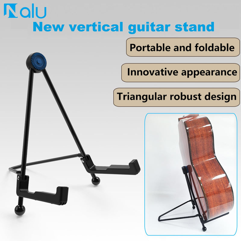 nalu Upgraded Foldable Guitar Stand, A-Frame Metal Folding Holder – Portable & Durable Floor Tripod for Acoustic/Electric Guitar, Bass, Banjour (Large) Large