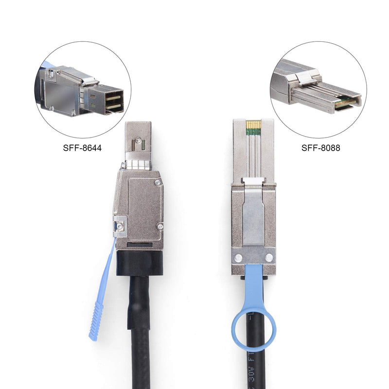 SFF-8644 to Mini SAS SFF-8088 HD Cable, 6Gbps External 26Pin SAS2.0 Hybrid Cable Attached SCSI for Raid Systems, DataCenter, Servers, Workstations and Desktops, 100-Ohm, 2-Meter(6.6-ft) SFF-8644 to SFF-8088 2m 1