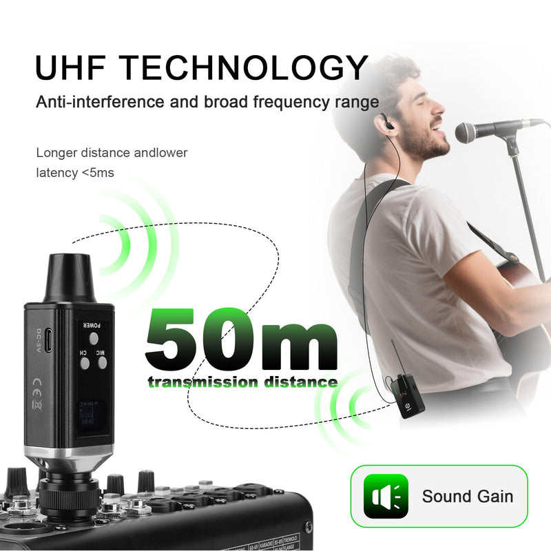 AR9 UHF Mono Wireless in-Ear Monitor Pro System Transmitter and Beltpack Receiver for Studio, Band Rehearsal and Live Performance (AR9-1-BK) AR9 Pro-1