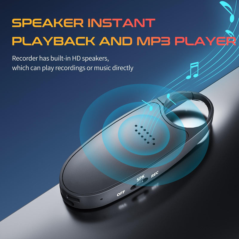 128GB (1600 Hour) Digital Voice Activated Recorder with Playback, 4-in-1 Mini Magnetic Keychain Audio Recorder with AI Noise Cancelling, Small Voice Device for Lectures, Meetings Black - 128 GB