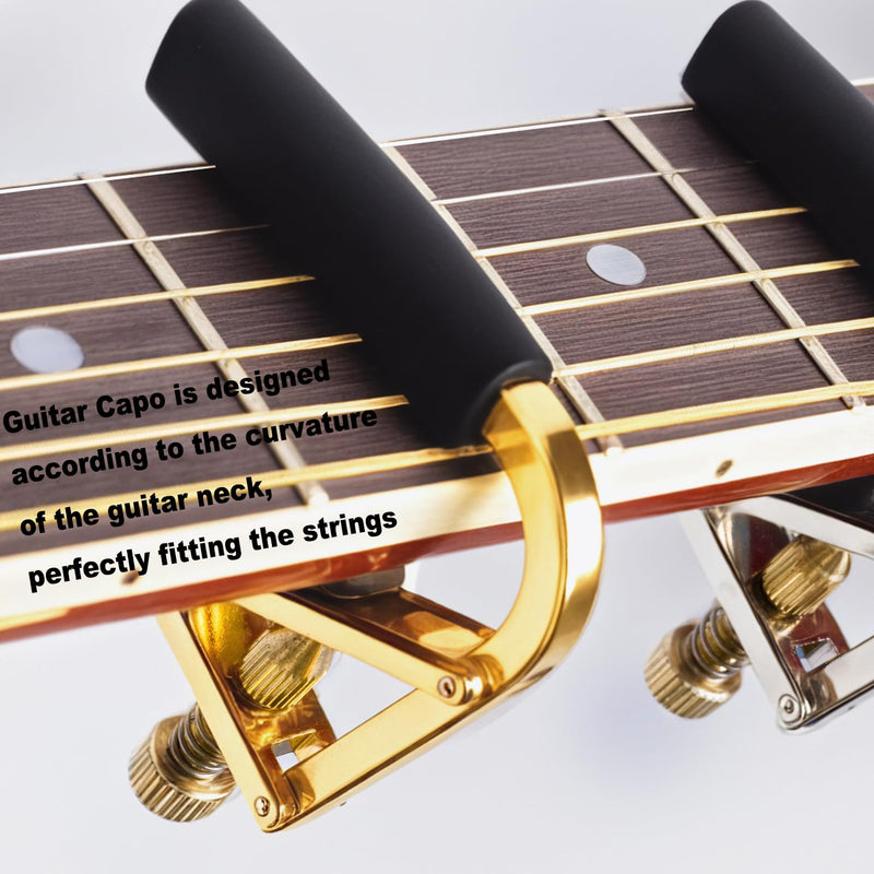 Guitar Capo Wrotgt Capo for Acoustic Guitar 6 String Quick Change Kapo for Electric and Acoustic Metal Guitar Tuner Clip on Guitar Fret Adjust for Acoustic and Electric Guitars Gold capo 04