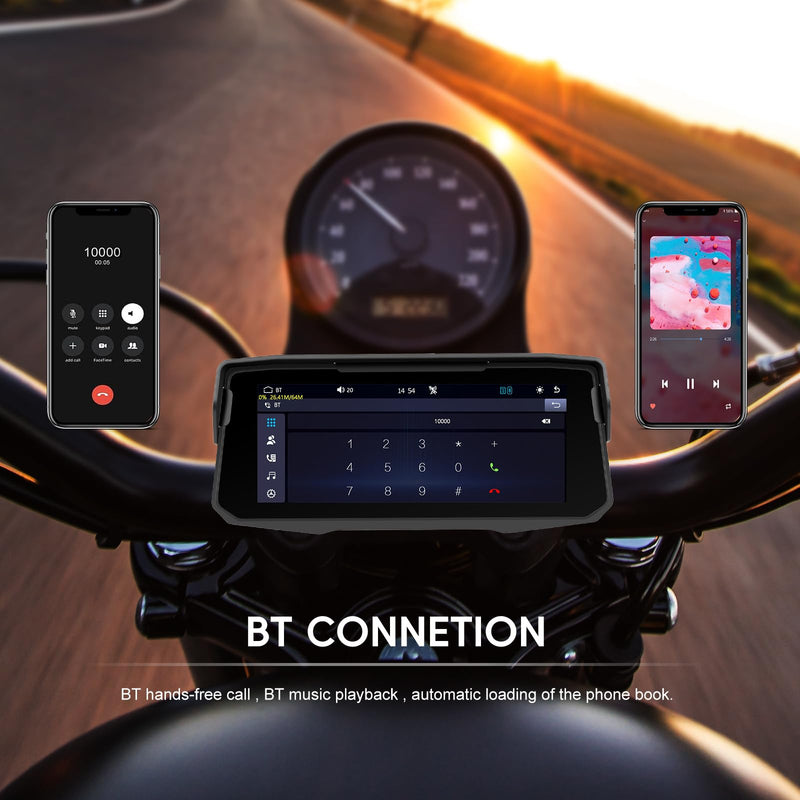 Wireless CarPlay & Android Auto for Motorcycle, 6.86″ IP68 Waterproof Touch Screen, GPS Navigation, Bluetooth, Supports AirPlay & Tire Pressure Monitoring with 64G SD Card P1-6.86 inch