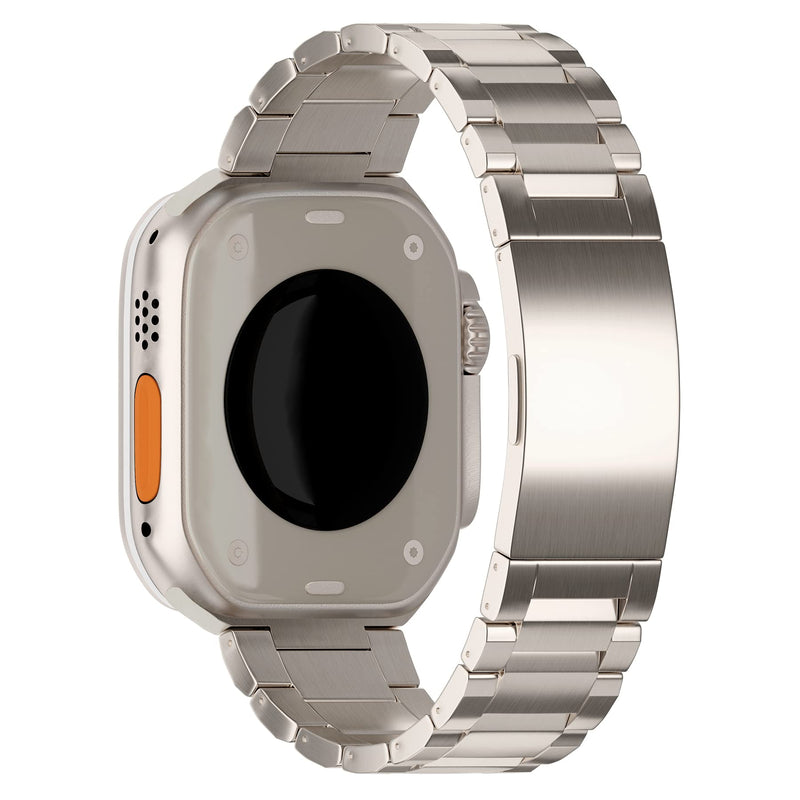 LDFAS Compatible for Apple Watch Ultra 3/2 Band 49mm,Series 10 46mm Titanium Metal Strap with Hidden Buckle Compatible for Apple Watch 9/8 45mm Bands Retro: Silver Gray