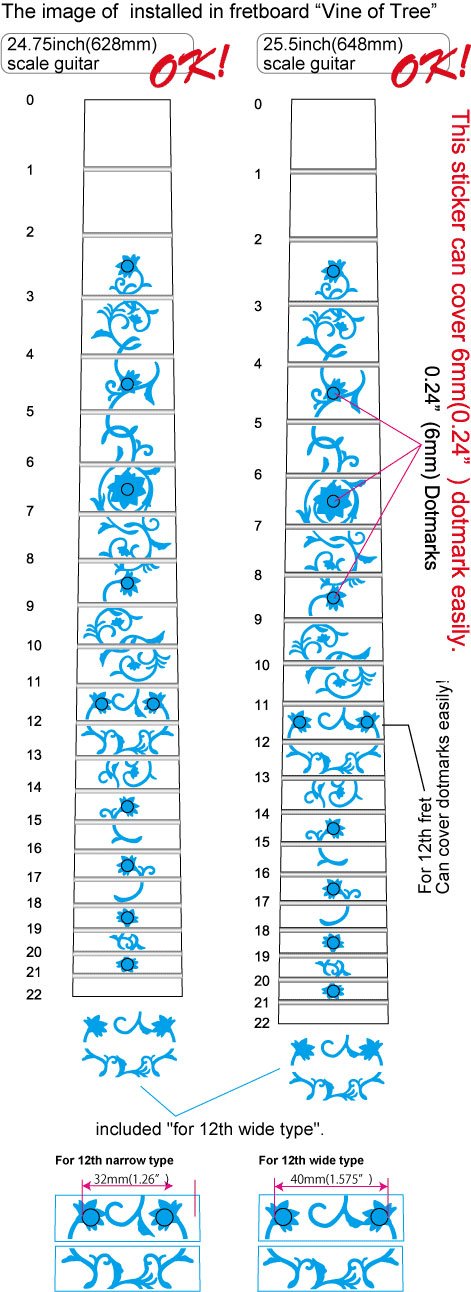 Jockomo Oriental Flower White Pearl Guitar Inlay Sticker