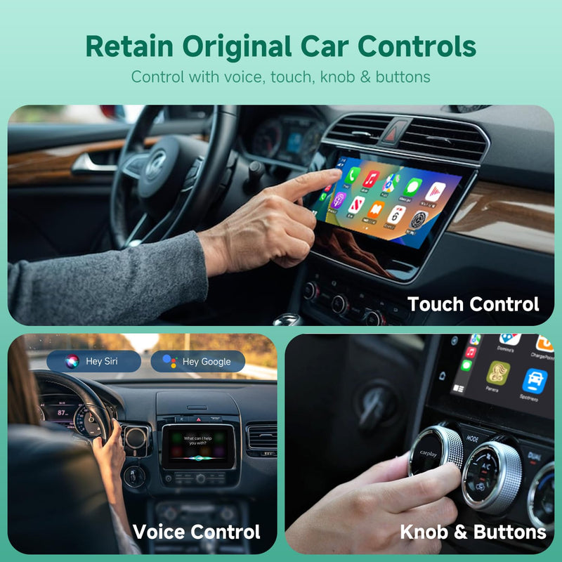 M1 2in1 Wireless CarPlay Android Auto Adapter Mini Car Play Dongle | Low‑Latency Mini Wireless Alloy & Glass Design, Turns Factory Wired CarPlay & Android Auto Into Wireless for iPhone & Android USB Type A