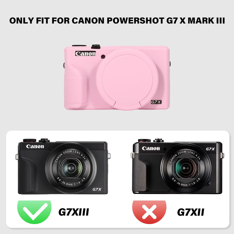 [AUSTRALIA] - G7X III Case for Canon Powershot G7X Mark III Digital Camera, Soft Silicone G7X III Camera Case Accessories, Protective Case Cover for G7XIII G7X3 with Detachable Lens Cover - Pink 