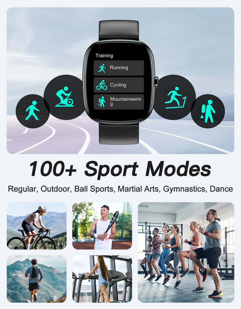 Fitness Tracker, No Bluetooth No APP/Phone Needed, 1.8" Fitness Watch | Pedometer Watch for Men Women, Heart Rate/Blood Oxygen/Sleep Monitor, 100 Sports, Steps Counter Walking Running Waterproof Black