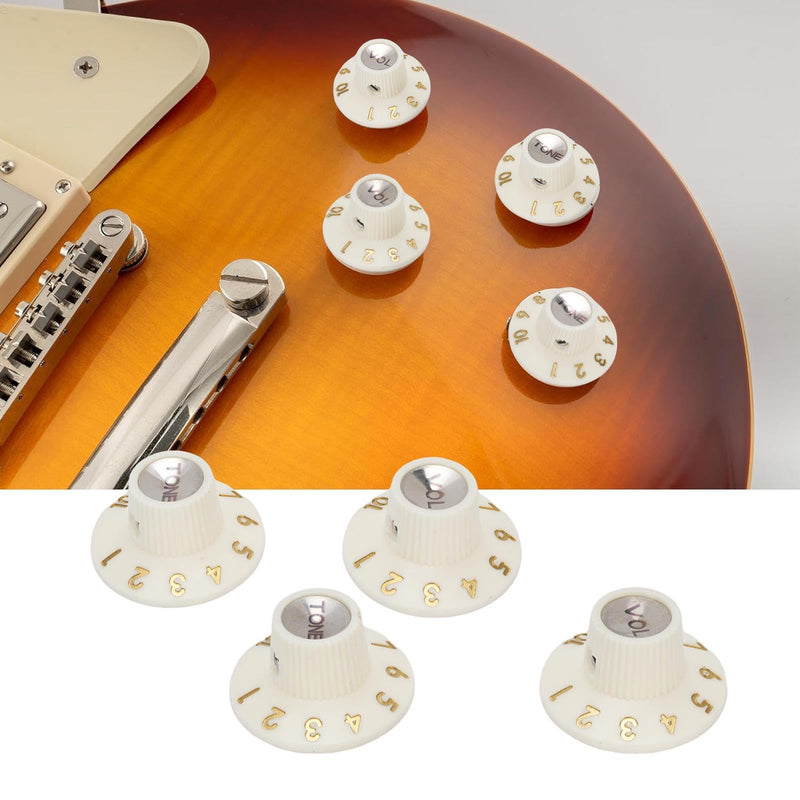 Eujgoov Guitar Control Knobs Retro White Color 2PCS Volume Witch Hat Knobs for Electric Guitar Bass Amplifier Effect Pedal