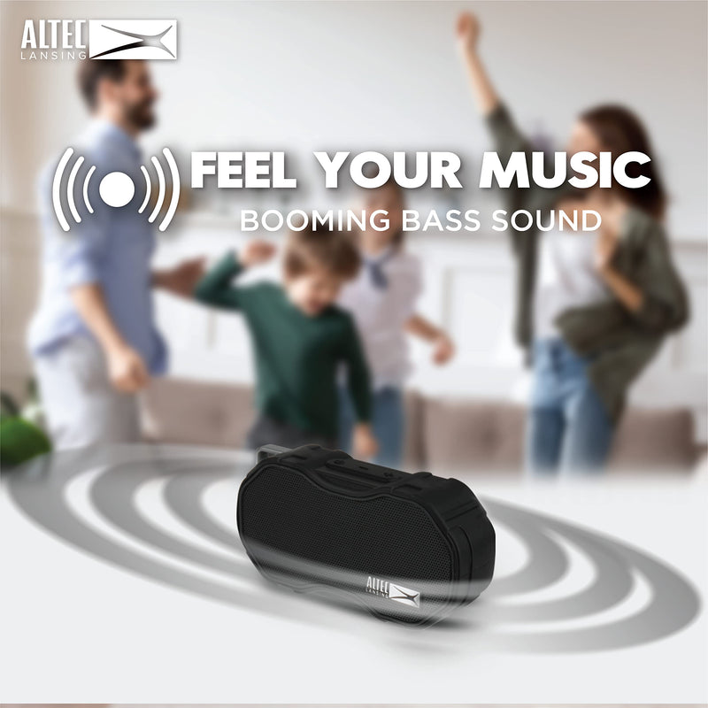 [AUSTRALIA] - Altec Lansing - Baby Boom Waterproof Bluetooth Speaker, Wireless & Portable for Travel & Outdoor Use, Deep Bass & Loud Sound, 1 Pack (Black) Black 