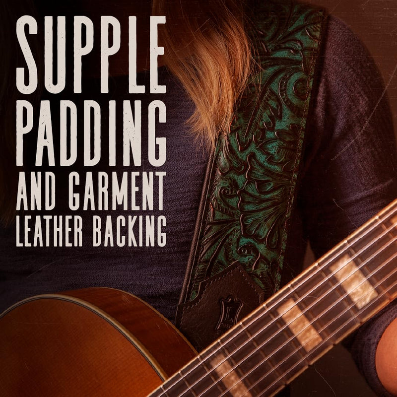 Levy's Leathers Sundance Series 3" Wide Embossed Leather Guitar Strap – Premium Geranium Whiskey Western Pattern, Wide & Comfortable Support (M4WP-006) Geramium Whiskey