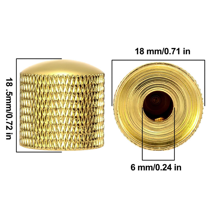 [AUSTRALIA] - 3PCS Metal Volume Tone Dome Guitar Speed Control Knurled Shaft Pots Knobs with Keys Screws Set for Electric Guitar or Bass (Gold) 