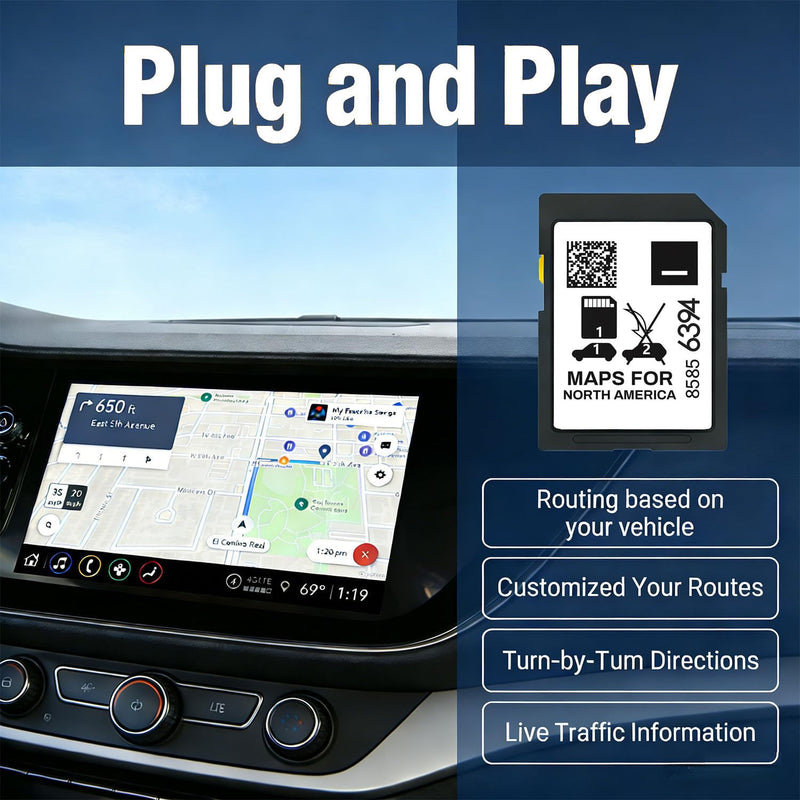 Satellite Navigation SD Card Compatible with Cadiliac Chevrolet Buick GMC | 2025 Latest Update,North America Maps,Plug and Play Install,GPS in-Dash Navigation Accessories Part 85856394 INFO3-V6394