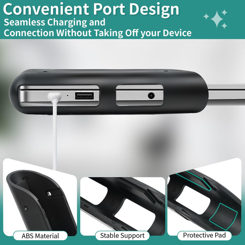 Under Desk Laptop Wall Mount Holder, Universal for MacBook, Surface Tablet Keyboard, with Screws Adhesive Strips Anti-Scratch Pads, Space Saving Under Desk Storage Shelf (Black) Black
