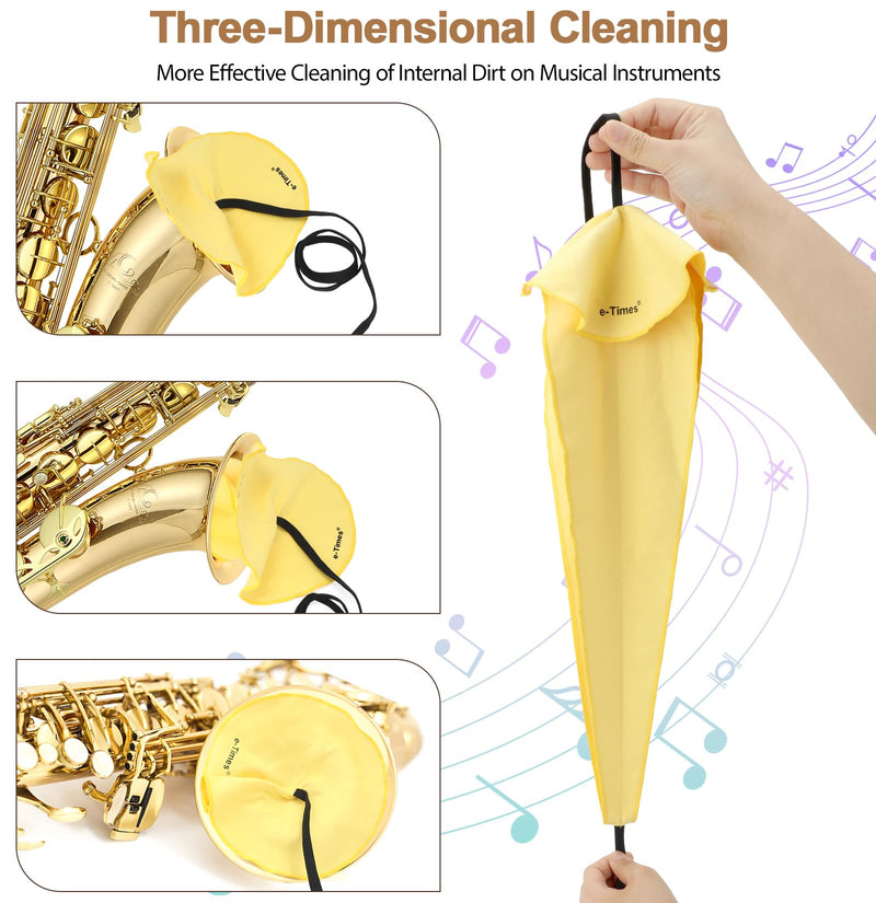 Saxophone Cleaning Cloth Kit, for Alto Tenor Soprano Sax and Other Wind & Woodwind Instruments, Including 1 * Cleaning Cloth and 1 * Mouthpiece Brush Alto Standard