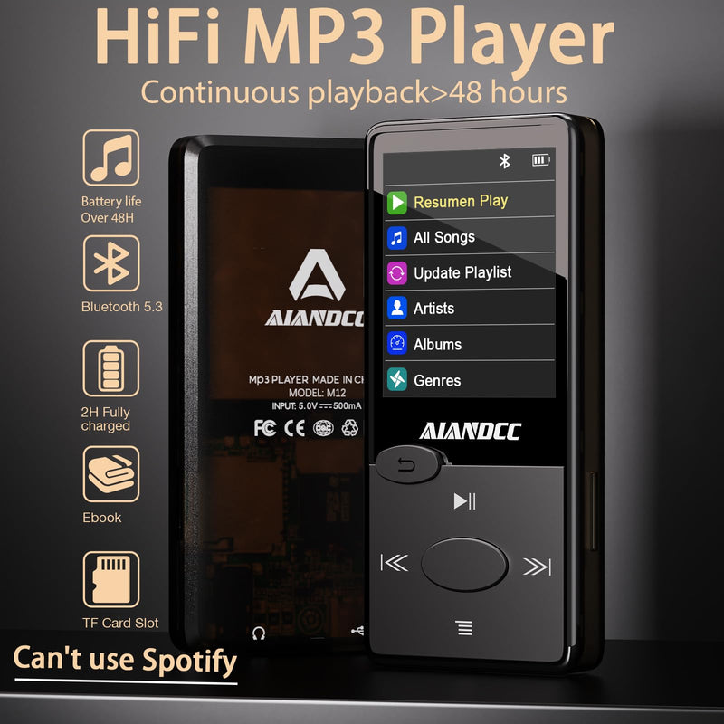 [AUSTRALIA] - Mp3 Player with Bluetooth 5.3 HiFi Sound, Mp3 Player with FM Radio, Mini Music Player 32G for Kids Adults, Earphones Included, TF Card can be Inserted 