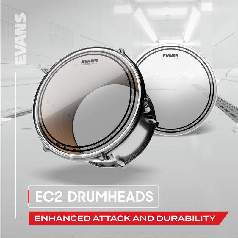 Evans Drum Heads - EC2S Clear Tom Drumhead, 16 Inch Translucent