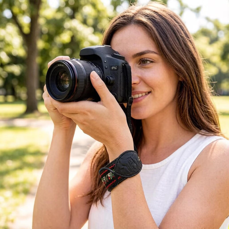 Camera Wrist Strap - Adjustable Quick Release Camera Hand Strap for Canon,Sony,Nikon, Wrist Straps for Photographers Black Embroidery Camera Wrist Strap-02