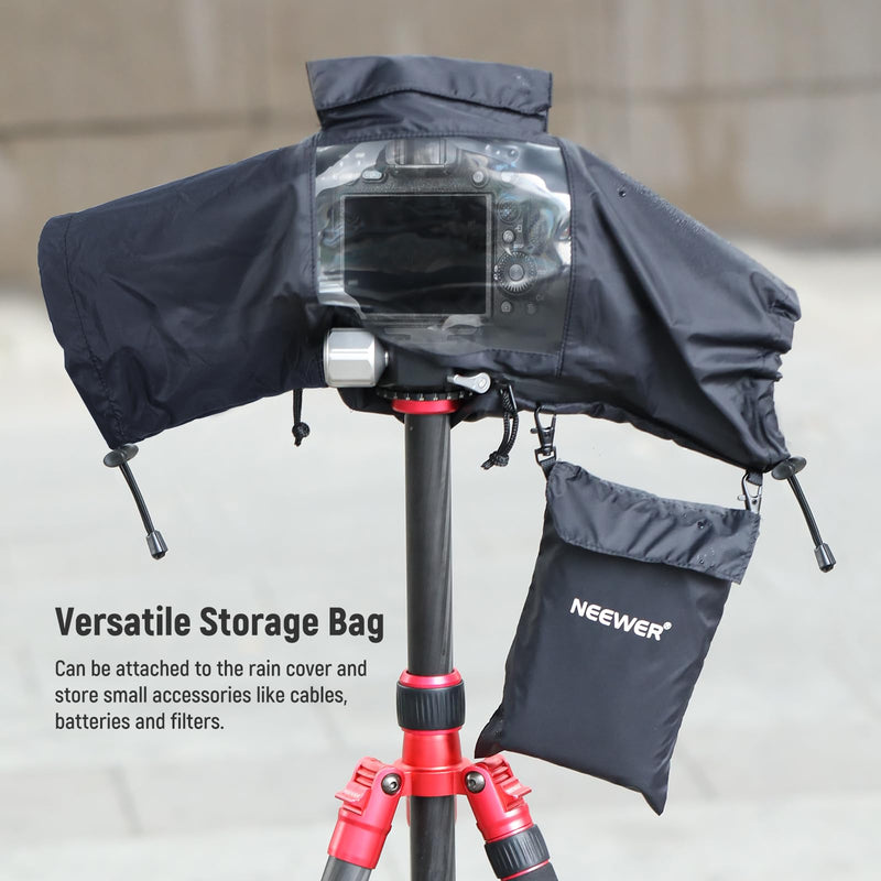 NEEWER Camera Rain Cover, Mini Size Durable Nylon Raincoat Compatible with Canon Sony Nikon DSLR Mirrorless Vlog Camera & Lenses 24-70mm/16-35mm, with Sleeves, Drawstrings, Viewing Window,PB008