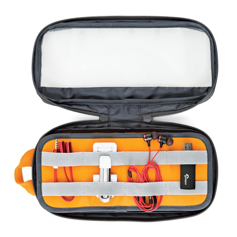 Lowepro GearUp Pouch Medium, Travel Essentials, Travel Case for PC Cords, Cables, Adapters, Batteries, Chargers, USB Sticks, Laptop Accessories, Made of Recycled Fabric, Grey Pouch Medium - New