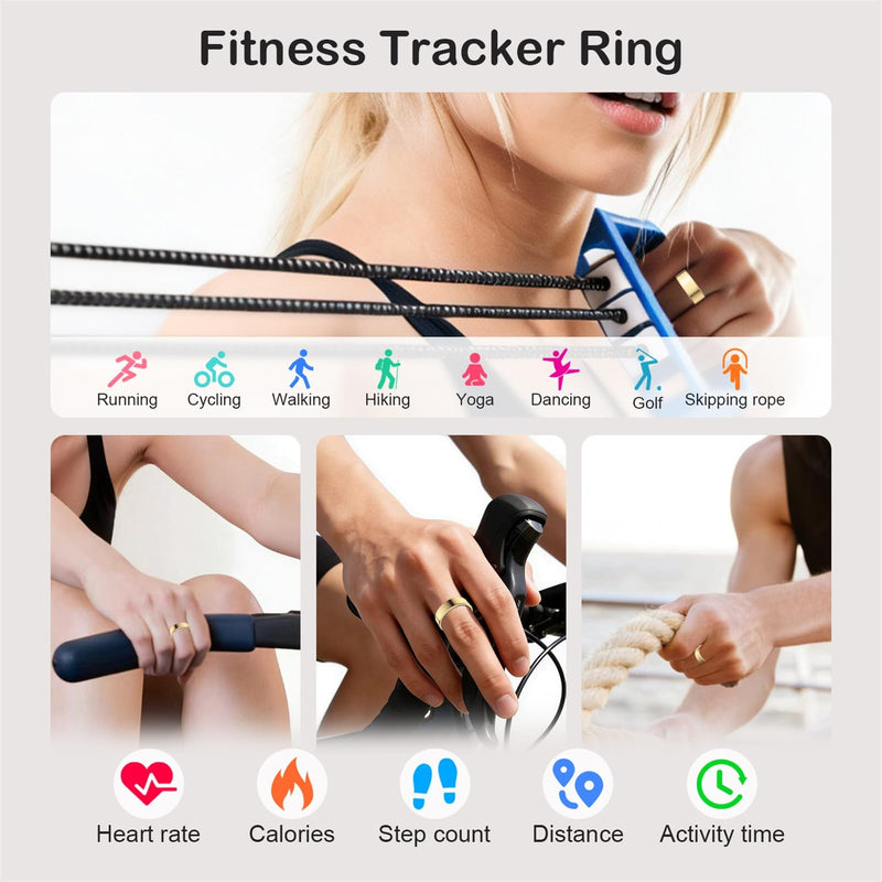 Smart Ring for Women Men, Sleep Activity Health Tracking Ring, Gold 8 | Fitness Ring for Slim Lightweight Comfortable, Waterproof Scratch Resistan, Up to 5 Days of Battery Life, No Subscription Fee 8#