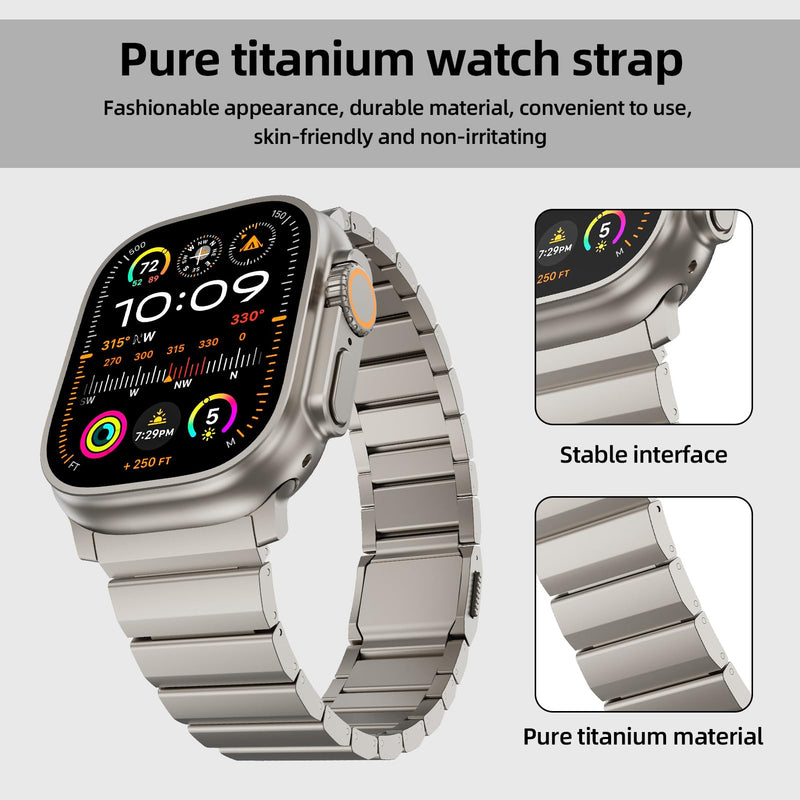 Titanium Band, Adjustable, Magnetic Clasp, Compatible with Watch Ultra 2, 49mm, 45mm, 44mm, 42mm, Series 9, 8, 7, 6, 5, SE Ultra, Women & Men (49mm/45mm/44mm/42mm, Titanium) 44mm/45mm/46mm/49mm/42mm(series 3）
