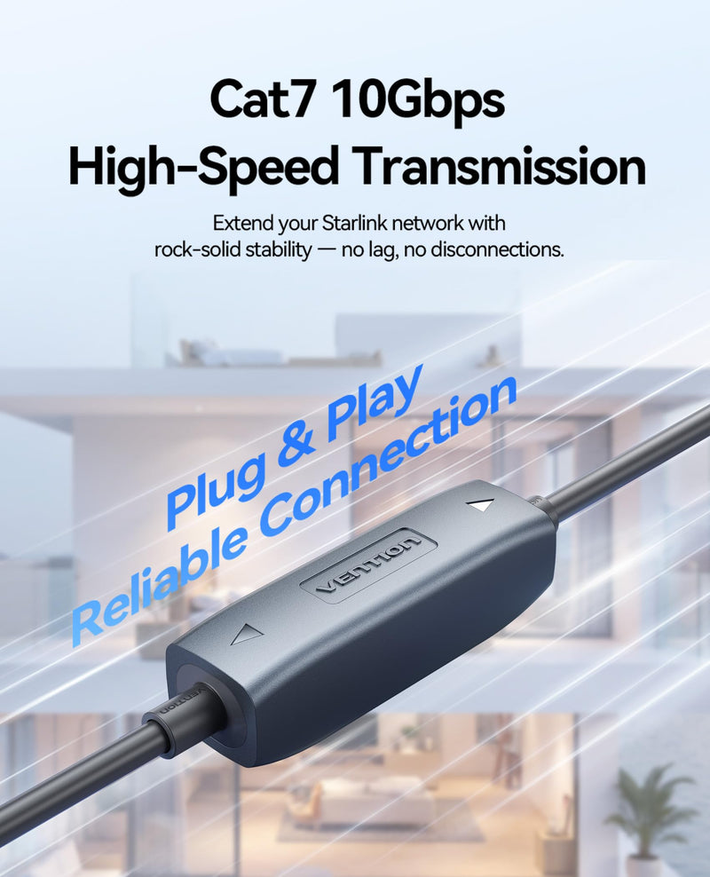 VENTION Starlink Gen 3 Complete Extension Kit: 135ft High-Speed Waterproof Ethernet Cable & IP68 Cable Coupler for Starlink V3/Mini