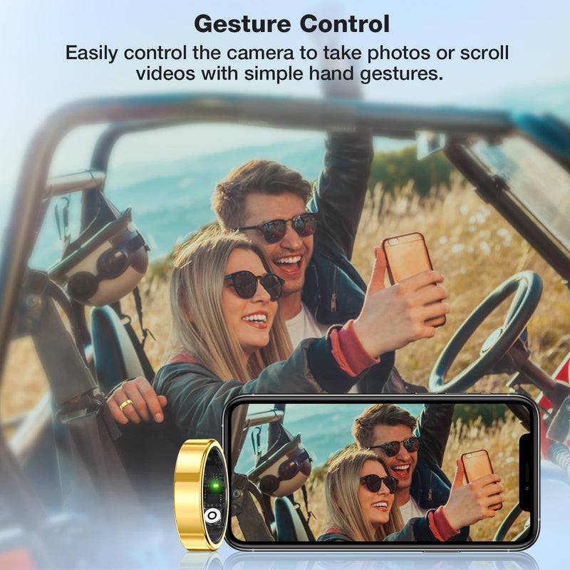 Smart Ring Fitness Tracker, Sleep & Health Tracking Ring for Men Women | Sleep & Fitness Monitor with Heart Rate Sensor, 5ATM Waterproof Tracker for Men & Women, iOS & Android Compatible (Gold, 10) Gold #10