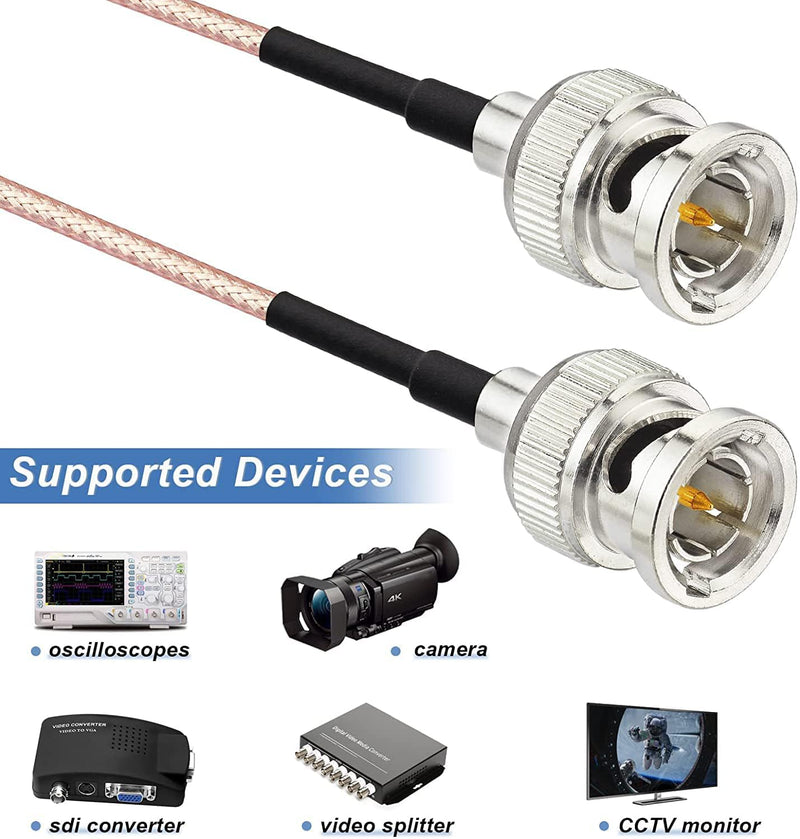 Superbat 3G HD SDI Cable BNC Cable 3ft 100cm 75 ohm for Cameras BMCC Video Equipment Supports HD-SDI 3G-SDI 4K 8K SDI Video Cable (Straight,2Pcs)