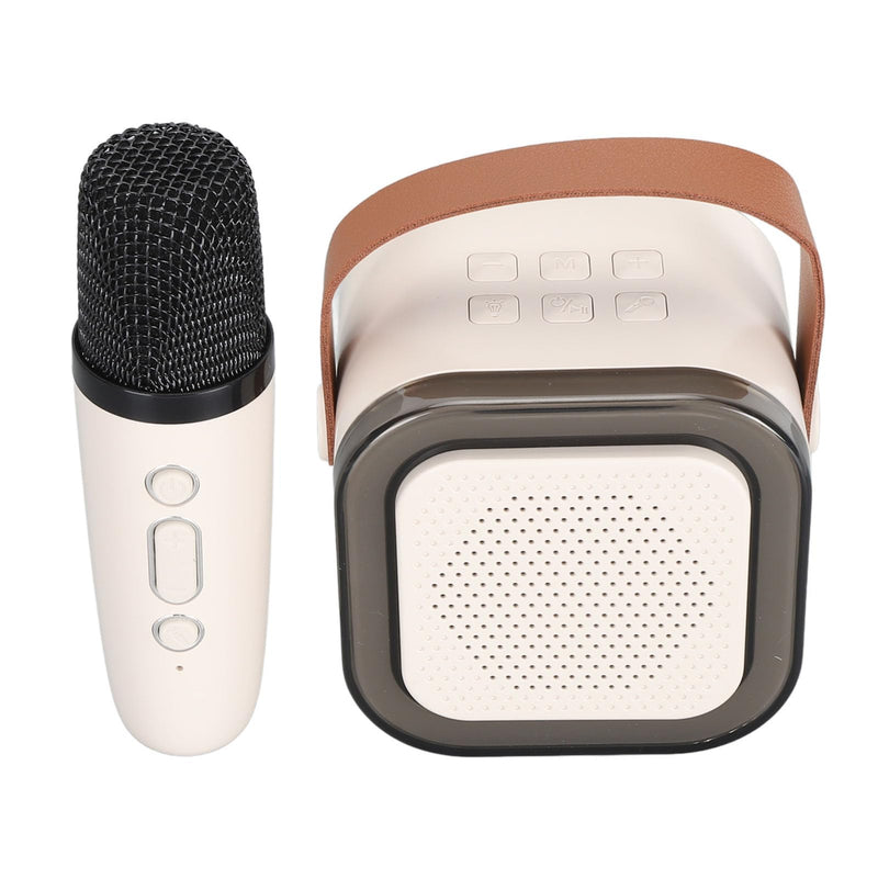 Portable Karaoke Machine for Kids Adults, Small Bluetooth Speaker with Microphone, with LED Dynamic Light, Birthday Gifts (White)