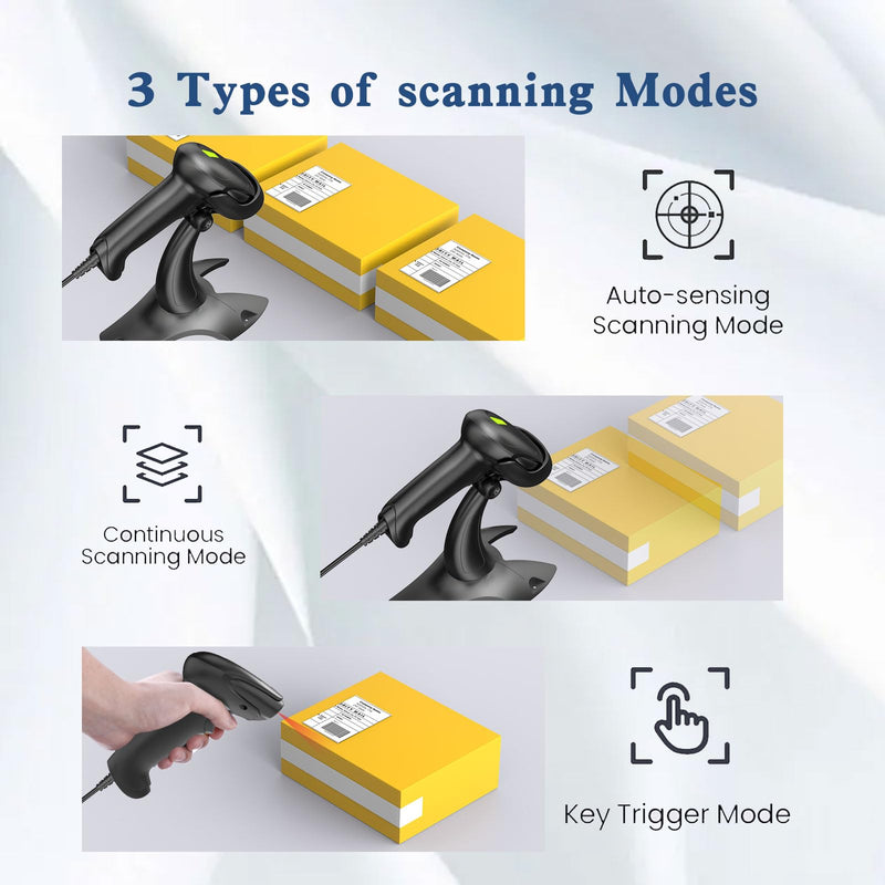 [AUSTRALIA] - Symcode Barcode Scanner with Stand USB Wired Inventory 2D 1D QR Code Scanner with Automatic Hands-Free Scanning Barcode Reader Scanner for Computer POS MAC 