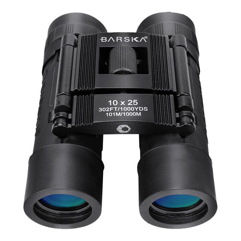 Barska Lucid View 10x25 Compact Binoculars – Lightweight Folding Design with Fully Coated Optics & Rubber Armor – Ideal for Travel, Hiking, Hunting & Sports Black