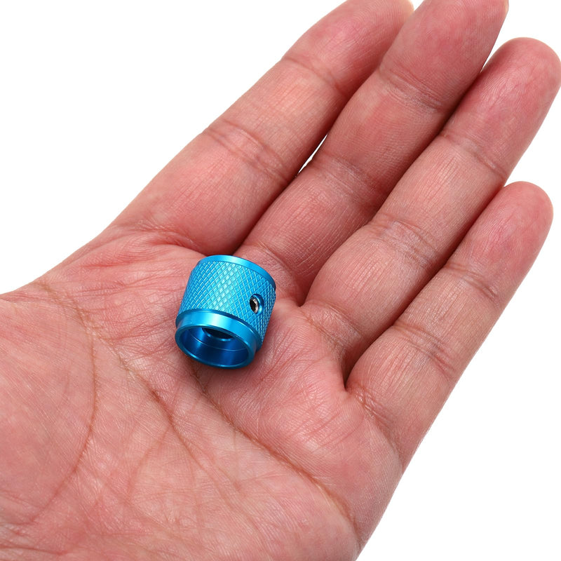 MECCANIXITY 4 Pcs Aluminium Potentiometer Knobs, 1/4" (6mm) Universal Volume Tone Control Knobs with Arrow Indicator for Guitar, 5/8" Blue
