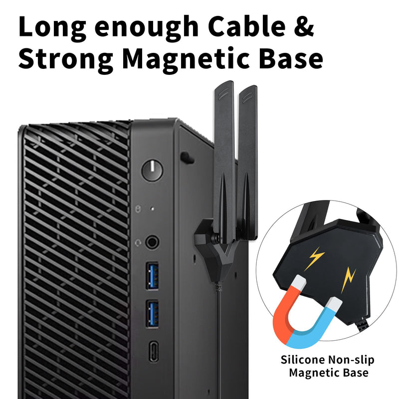 WiFi 6 6E Tri-Band 2.4GHz 5 GHz 6GHz Magnetic Base RP-SMA Antenna Boosts Signal for PC Desktop Computer Bluetooth Card WiFi 6E Card Gaming Motherboard