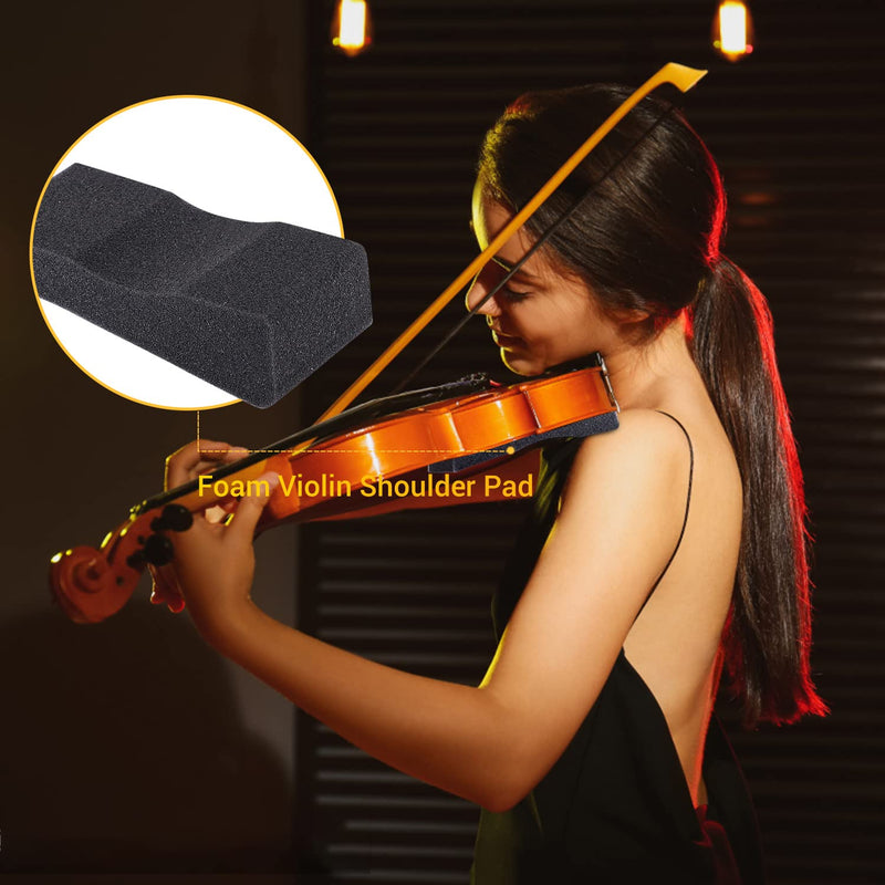 Facmogu 10PCS Foam Violin Shoulder Pad, Economy Sponge Violin Shoulder Pads for 3/4-1/2 Violin, Soft Violin Sponge Rest with Rubber Bands for Concerts & Party - Black