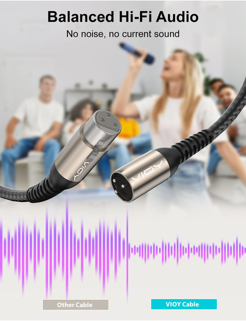 VIOY XLR Microphone Cable 30 FT + 30 FT, Mic Cable Male to Female Balanced Cord 3 Pin - Nylon Braided XLR Extension Cable for Microphone, Mixer, Recoding Studio, Amplifier, Podcast, etc 30FT 2