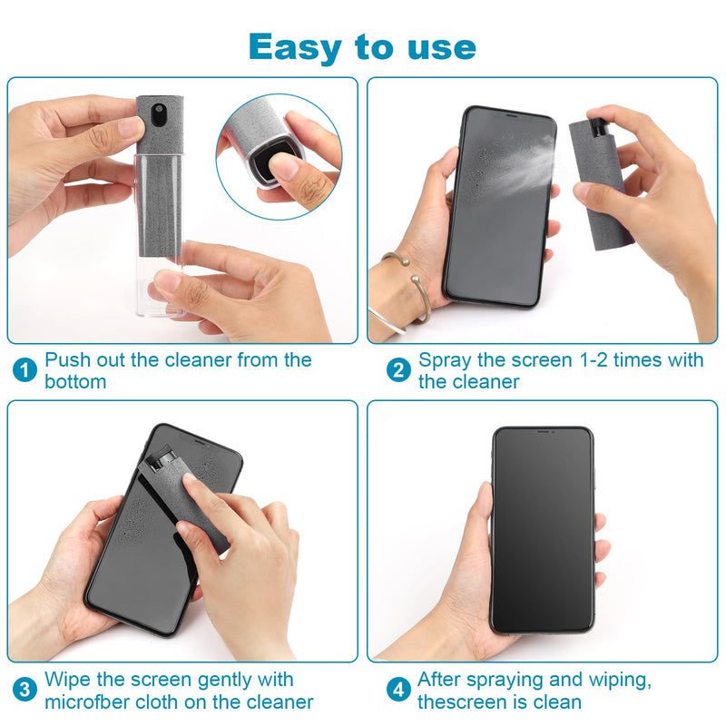 [AUSTRALIA] - 6 Pack Screen Cleaner 3-in-1 Touchscreen Mist Cleaner Spray and Microfiber Cloth Built-in Cleaning Solution Portable Reusable Fingerprint-Proof Spray Bottle for Phone Laptop iPad TV Monitor Car Screen 