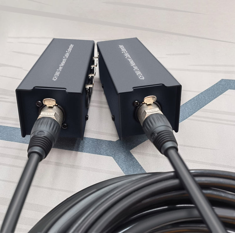 LVY 4 Channel DMX Over Network Cable Extender 3-Pin XLR Male and Female to Ethercon Cable Channels Over RJ45 Cat5/Cat6 Ethercon Cable Extend Compact Snake Receiver- XLR AES Receiver Snake Box 3.3 ft ( A pair)