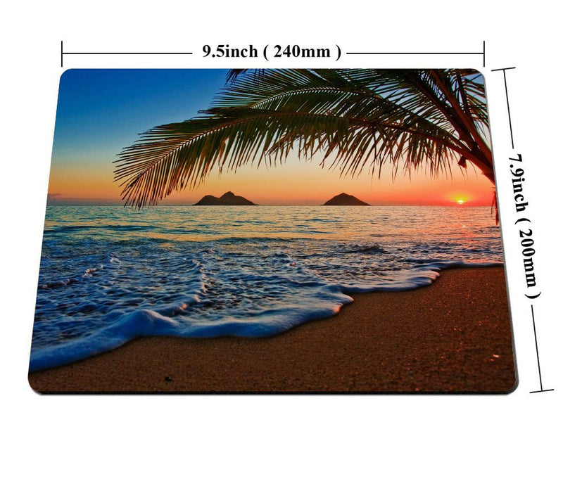 Hawaiian Mouse Pad by Smooffly, Pacific Sunrise at Lanikai Beach, Hawaii Colorful Sky Wavy Ocean Surface Scene,Customized Rectangle Non-Slip Rubber Mousepad Gaming Mouse Pad, 9.5 X 7.9 Inches SM-11