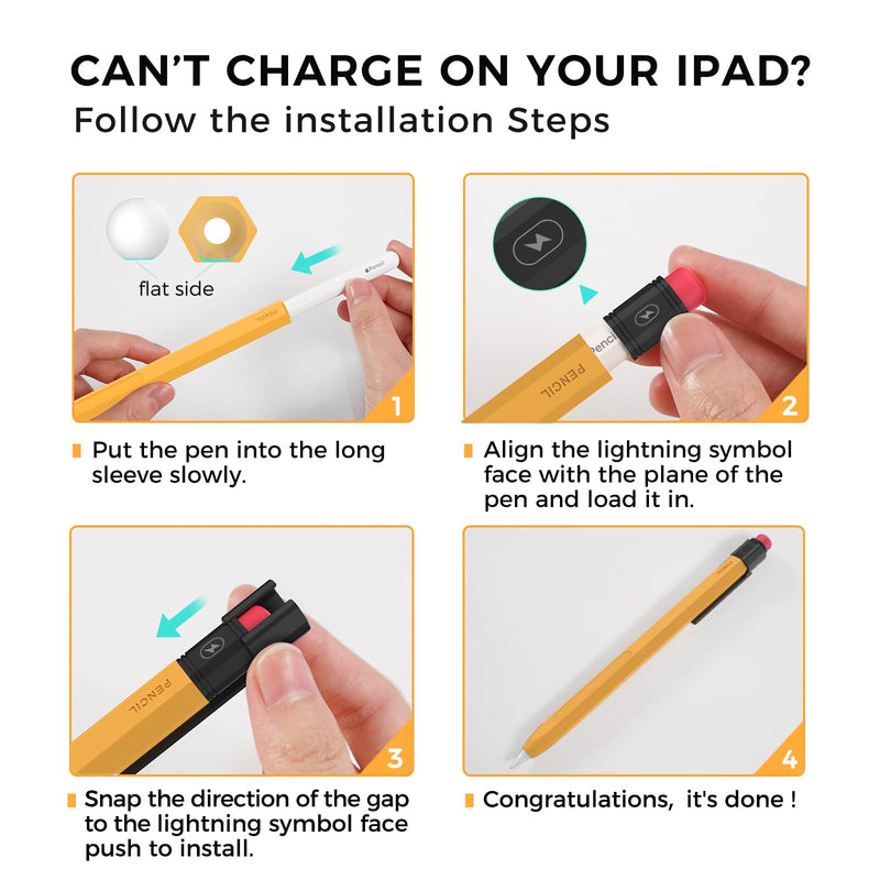 iPencil Case Sleeve Silicone Protective Cover Perfect Grip Skin Classic Design with Sturdy Clip Compatible with Apple Pencil 2nd Generation (Classic)