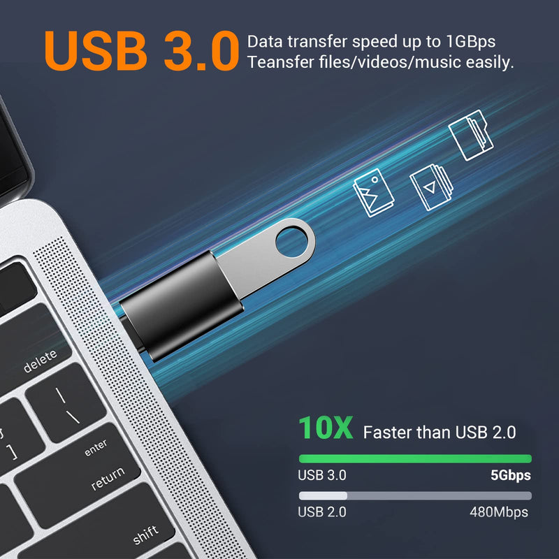 Temdan USB to USB C Adapter 4 Pack,【2*Type C Female to A Male Charger Converter】&【2*USB C Male to USB Female】 for Apple Watch Ultra 8 9,iPhone 15 Pro Max 14 13 12,AirPods,OTG Adapt USB to USB C-Black Black