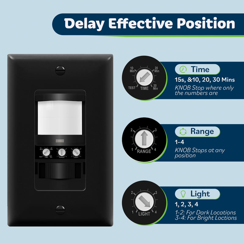 [AUSTRALIA] - TOPGREENER in Wall PIR Motion Sensor Light Switch, Occupancy Sensor Switch, 𝐍𝐞𝐮𝐭𝐫𝐚𝐥 𝐖𝐢𝐫𝐞 𝐑𝐞𝐪𝐮𝐢𝐫𝐞𝐝, On/Off Override, 𝐒𝐢𝐧𝐠𝐥𝐞 𝐏𝐨𝐥𝐞, 4A, 500W, TSOS5-BKWP,Black,2 Pack Black 2 Pack 