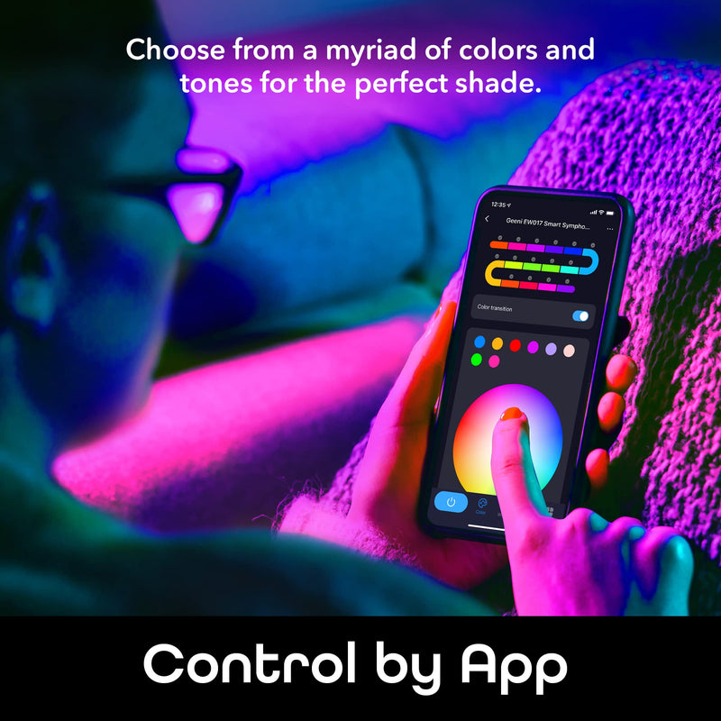 [AUSTRALIA] - Geeni Prisma Symphony Smart LED Strip Lights, RGBIC Neon Color Changing WiFi Lights with App Remote Control and Music Sync, Compatible with Alexa and Google Home, 16.4 ft 