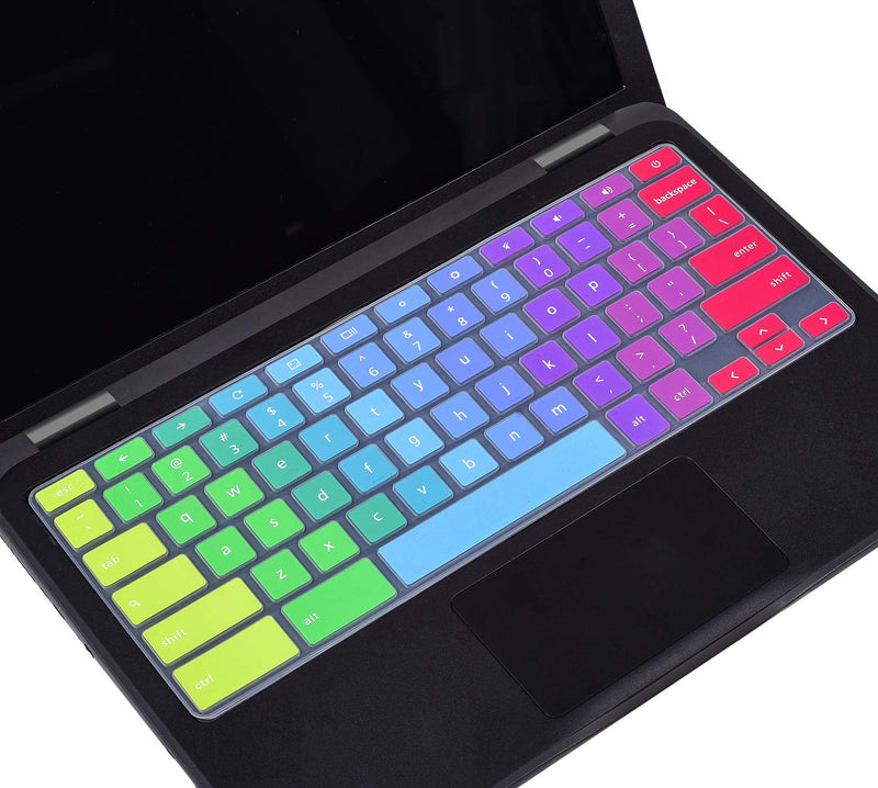 Colorful Keyboard Cover for Dell 11.6 Chromebook 3100 / Dell Chromebook 11 3120 3180 3181 3189 5190 P22T 11.6" / Dell Chromebook 13 3380 13.3" Protective Skin, Dell Chromebook Accessories, Rainbow 11.6 Inch