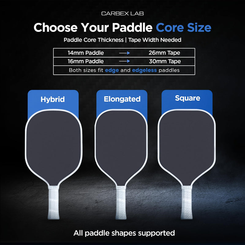 [AUSTRALIA] - Pickleball Edge Guard Tape – 4-Pack PU Vinyl Strips – Universal Fit 26mm for 14mm Paddles / 30mm for 16mm Paddles – Durable, Wrinkle-Free Edge Shield, Court-Safe Wrap Accessory Carbon Black 30mm (Fits 16mm Paddle) 