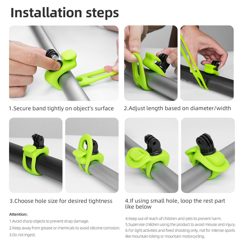 Pocket 3 Car Bike Mount Strap Flexible Wrap Band Motorcycle Handlebar Fence Holder Accessories for Insta360 X4 X3 Ace Pro Go 3 3S, for GoPro Max Mini Hero, Osmo Pocket 3 2 Action Camera Black